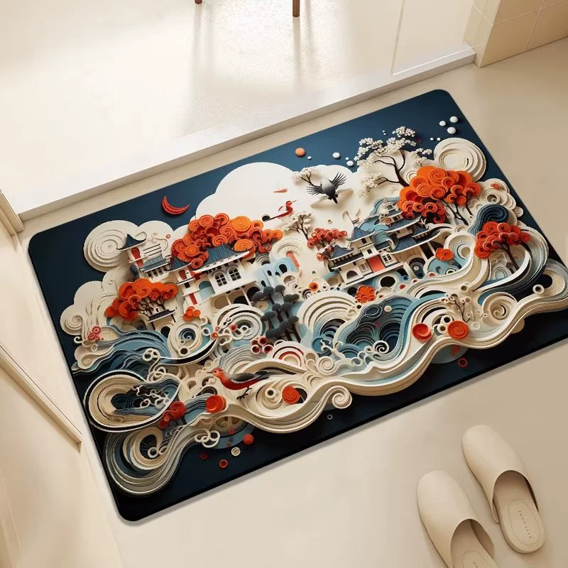 Новый стиль цветочный технологический коврик для ванной коврик для ног Нескользящие коврики для наполаков для воды и грязи мягкие коврики для ванной комнаты для кухни коврики