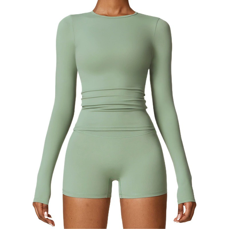 Zechuang, зимний шлифовальный костюм для йоги с длинными рукавами, высокопрочный костюм для фитнеса, топ для пилатеса и бега с длинными рукавами 8519