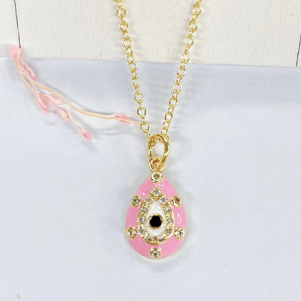 Fashion Water Droplets Copper Plating Zircon Pendant Necklace