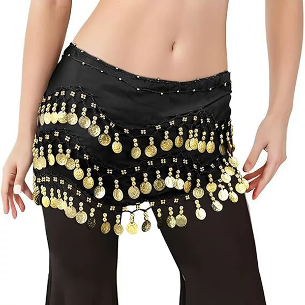 128 Coin Belly Dance Costume Basic Practice Waist Chain Dance Clothing Waist Towel Stage Performance Waist Chain Ball Waist Decoration Towel