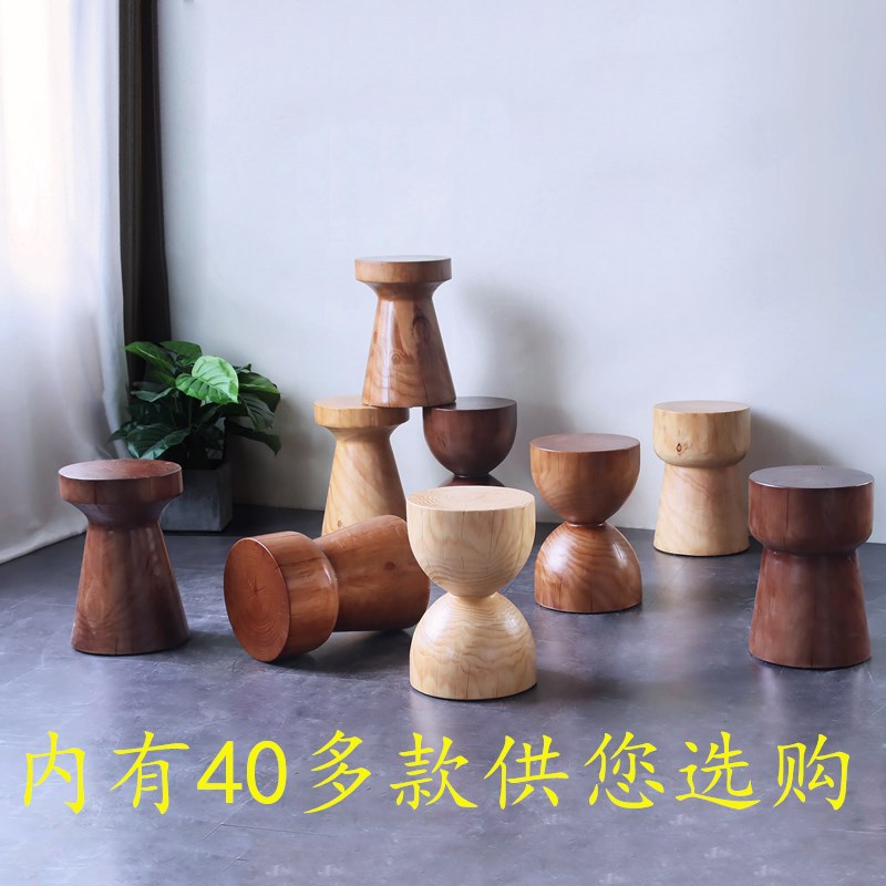 Taburetes de madera de tronco de alojamiento nórdico taburetes de madera maciza taburetes de asiento taburetes de madera maciza