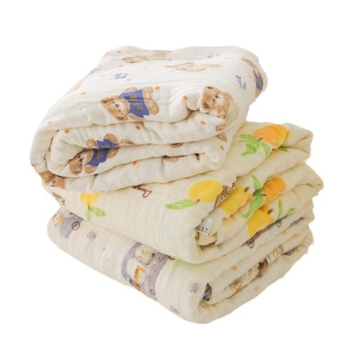 Cartoon Print Baby Gauze Bath Towel, Soft and Absorbent Children's Bath Towel Set, Newborn Baby Blanket and Swaddle