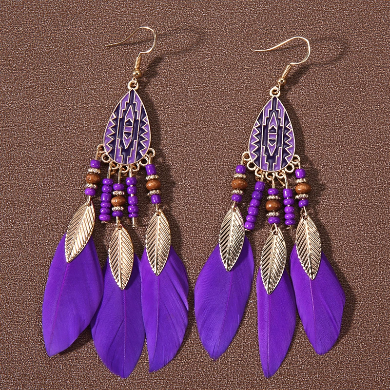Длинные серьги с бахромой, этнический аксессуар, бохо стиль, европейский стиль, этнический стиль