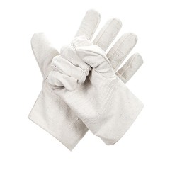 Canvas gloves labor protection work 24 lines white armor thickened double layer wear-resistant welding anti-scalding insulation construction site work wholesale