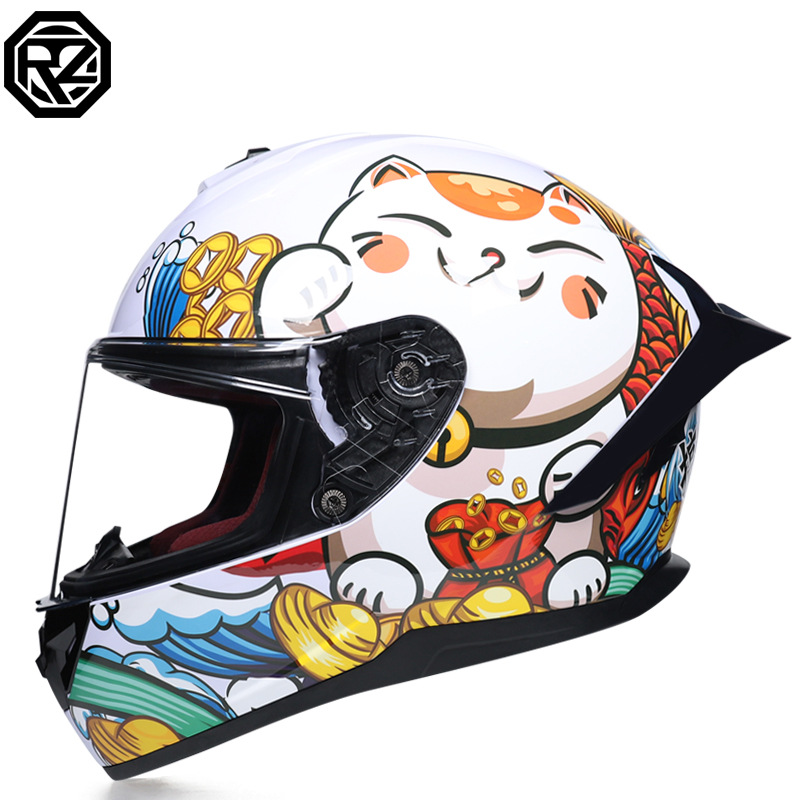 Casco de motocicleta Orz para hombres y mujeres, casco integral de verano con gran alerón trasero para todas las estaciones, certificado por DOT, transfronterizo.