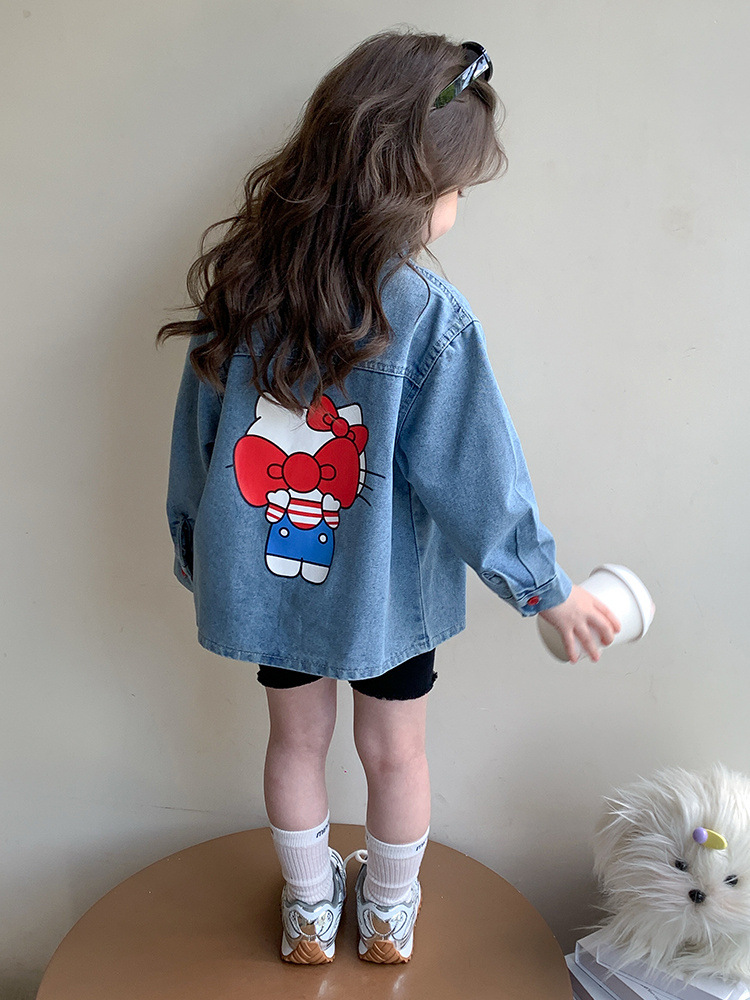 Chaqueta de vaquero de niña primavera y otoño 2025 nuevo estilo de niños estilo extranjero de moda bebé de otoño casual camisa de manga larga vestido de otoño