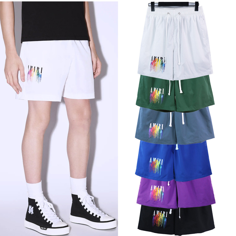 Cross-border European and American fashion brand amiri American drip tassel printed loose casual style men's sports shorts