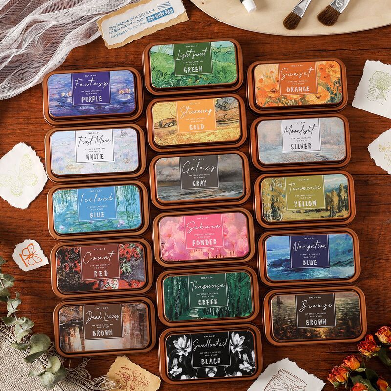 Cross-Border Exclusive Eco-Friendly Cotton Ink Pad for Journaling, Neutral Ink Pad in Iron Box Wholesale