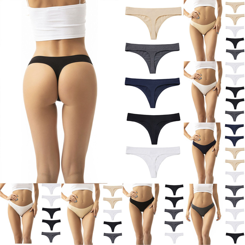 5 pieces of European and American cross-border ladies seamless underwear women hip cotton underwear women low waist foreign trade cross-border T pants manufacturers straight