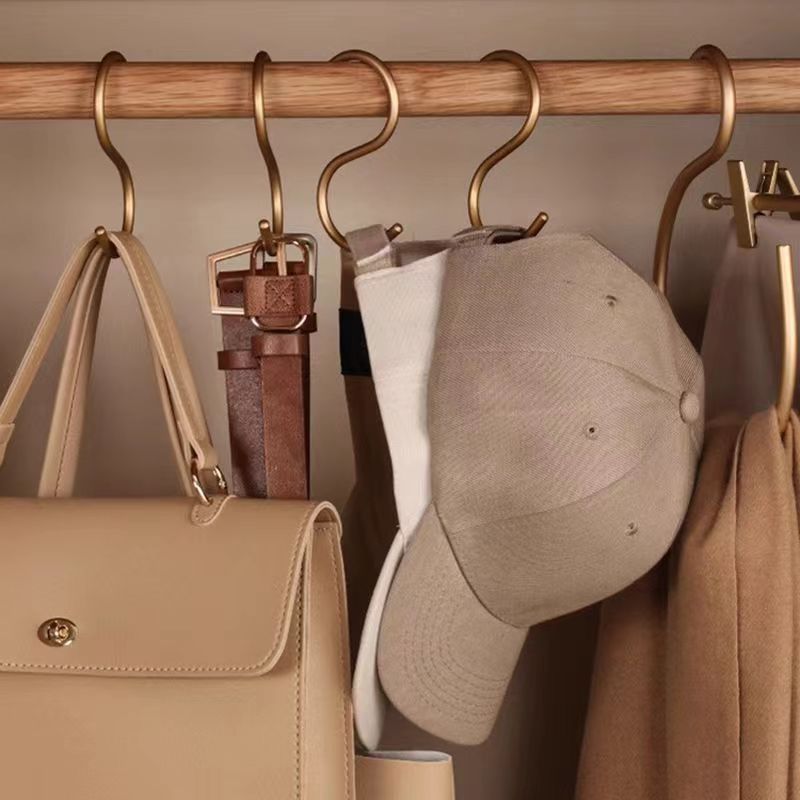 S gancho aleación aluminio multi-funcional colgante cinturón armario almacenamiento artefacto corbata estante seda bufanda sling oro espacio