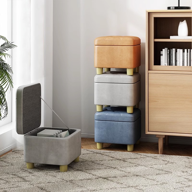 Household Small Stool, Low Stool, Living Room Sofa Stool, Storage Stool, Footrest, Coffee Table Stool, Sitting Stool, Door Shoe Changing Stool