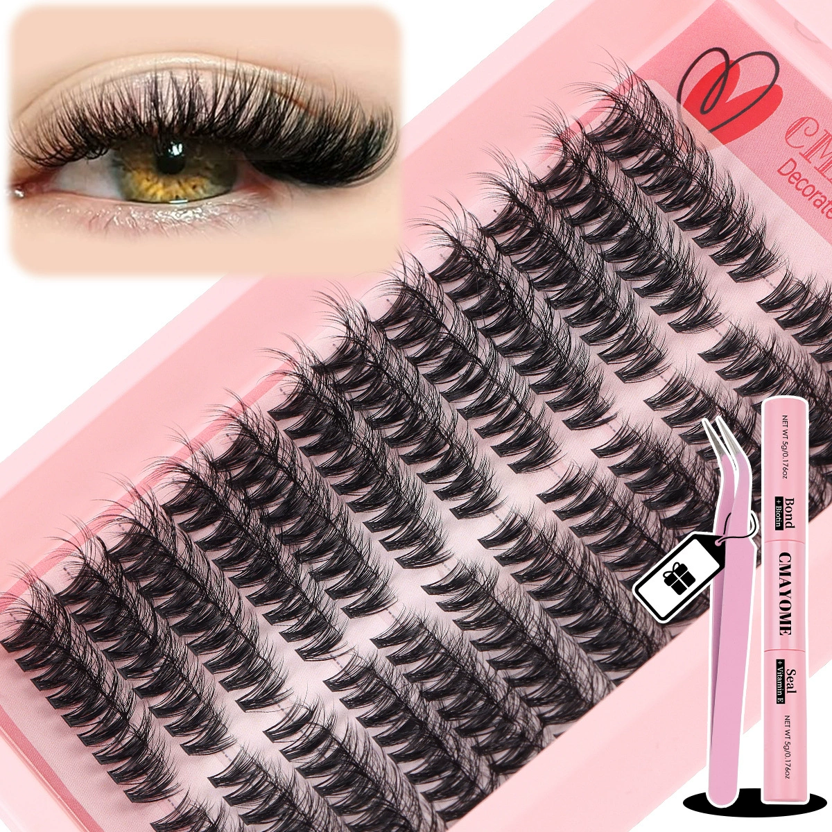 Cluster D-curve False Eyelashes, 216 Single Clusters, 8–16 mm, DIY Segmented Grafting Sets