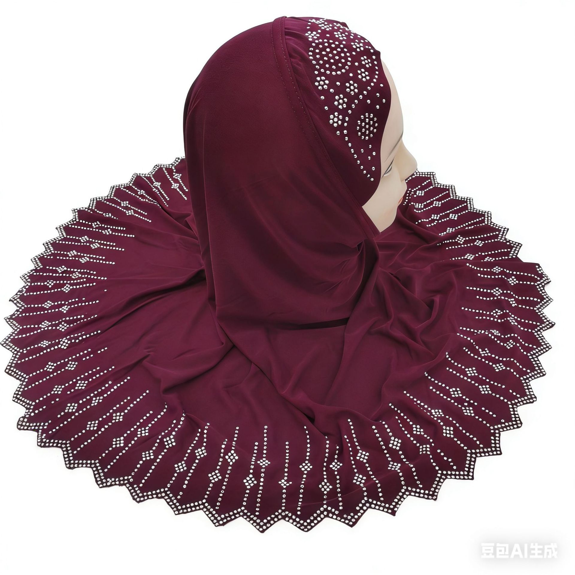 Cross-Border Supply of Geometric Pattern Rhinestone Laser-Cut Edge Women's Fashionable and Comfortable Headscarf Turban Wholesale