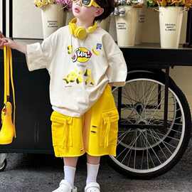 男童纯棉套装2026印花夏装短袖夏季新款儿童宝宝短裤薄款两件套潮