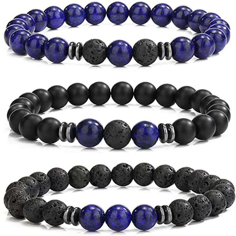 Cross border Best Sellers Natural Stone Hand string lapis lazuli agate Volcanic rock man Simplicity Jewelry Bracelet Manufactor wholesale