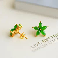 Аутентичный s925 стерлингового серебра с инкрустацией Hutian Jade Простой темперамент мужчины и женщины Джаспер пара день рождения дикие серьги подлинные