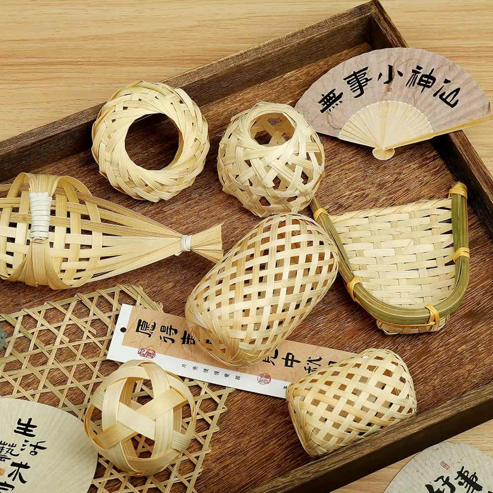 纯手工潮汕竹编灯笼簸箕编织工艺品中秋迷你网红灯笼装饰挂件批发