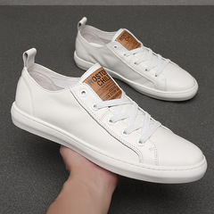 [First Layer Cowhide] White Shoes Spring and Summer New Low-top Men's Casual Shoes Breathable Trendy Shoes Genuine Leather Shoes Men's Shoes