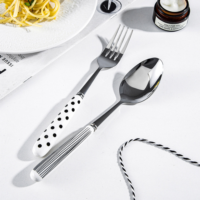 Elegant Stripe Waves Polka Dots Stainless Steel Tableware 1 Piece display picture 1