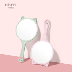 川琦兒手持小鏡子隨身化妝鏡可愛卡通圓形鏡子便攜高清美妝手柄鏡