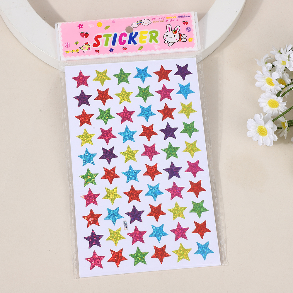 Pegatinas láser de color estrella flash pegatinas de jardín de infantes para niños recompensas pegatinas adhesivas de pentapunto pegatinas
