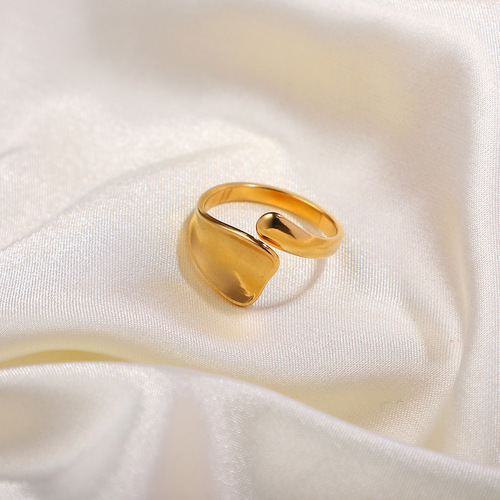 European and American INS Internet celebrity same style titanium steel ring 18K gold-plated stainless steel special-shaped open ring geometric ring for women