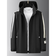 设计师原创春秋季加大码男士工装连帽夹克外套时尚百搭休闲新款男