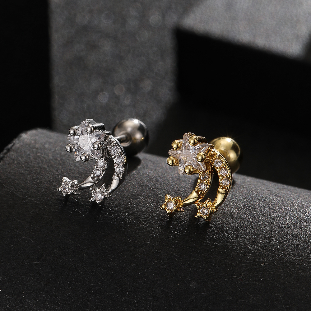 Exquisite Zircon Spider Airplane Elephant Micro-Set Soft Ear Bone Nails Creative Earrings for Women Men detail image 8