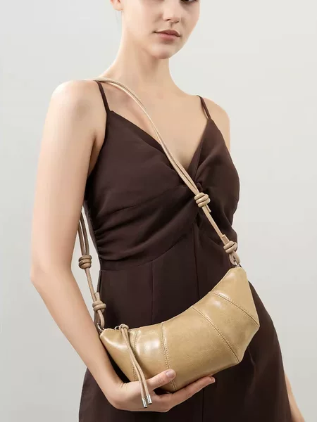 Genuine Leather Women's Bag 2026 New Korean Ins Style Dumpling Bag, Fashionable and High-End Crossbody Bag, Croissant Bag