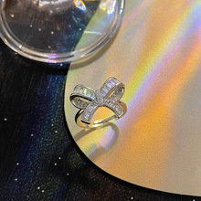 Simple Style Geometric Copper Inlay Zircon Open Ring 1 Piece