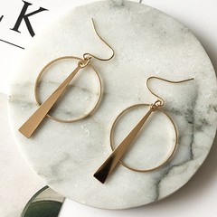 European and American cross-border temperament women's earrings, minimalist cold wind long geometric circle earrings, ear wire earrings, wholesale