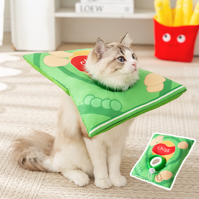 Nueva caricatura de mascotas Elizabeth Circle gato castrado posoperatorio casco perro anti-mordedura, anti-lamido y anti-rasguño suministros para gatos