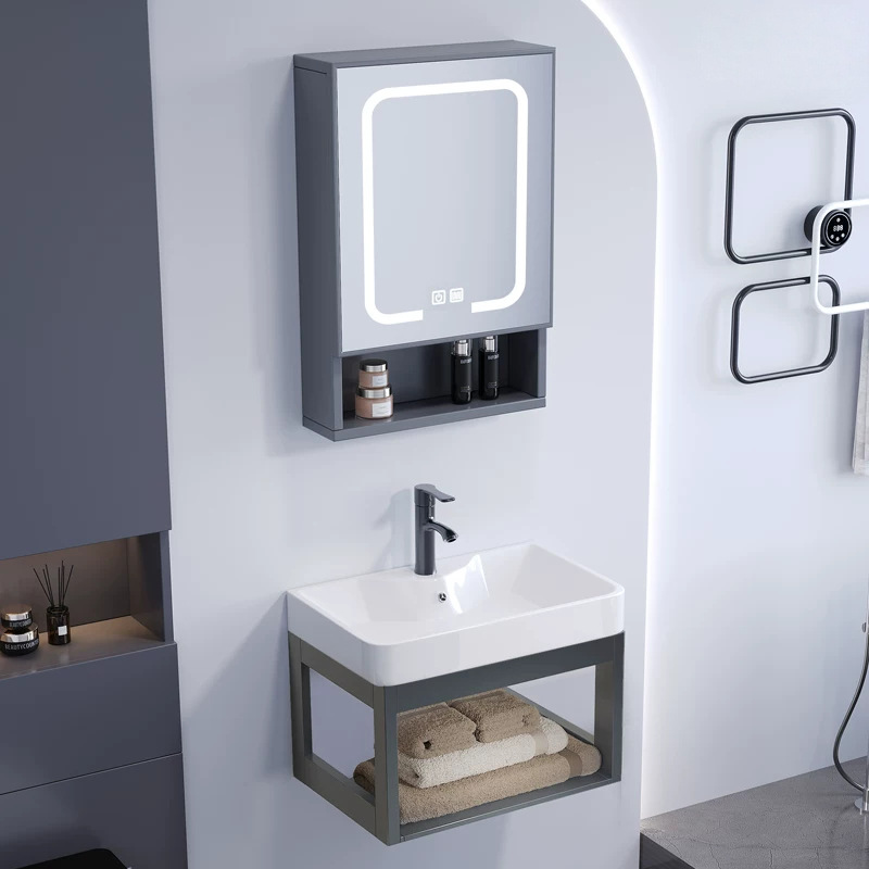 Cerámica colgante tipo pared balcón lavabo gabinete combinado pared colgante lavabo doméstico pequeño tipo baños gabinete colgante bandeja