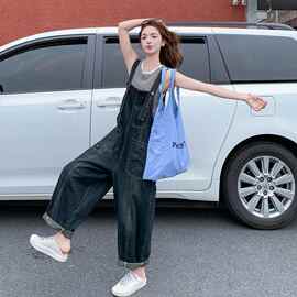 新款！女装夏装！夏装新款复古牛仔背带裤