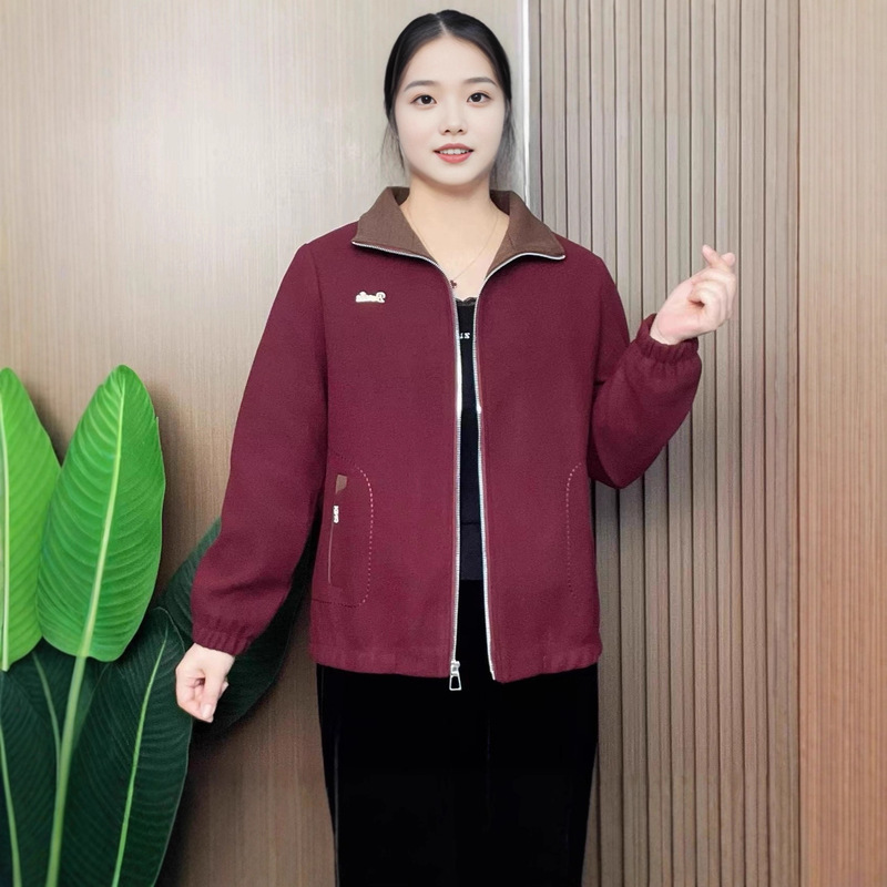 Dropshipping Middle-Aged Mom's New Autumn Casual Jacket, Autumn Corduroy Cardigan for Middle-Aged and Elderly Women