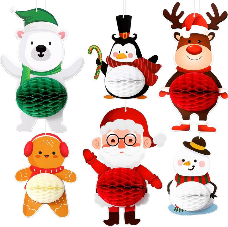 Hot-Selling Christmas Honeycomb Ornaments, Cute Snowman, Santa Claus, Three-Dimensional Honeycomb, Christmas Birthday Party Decorations Hot-Selling Christmas Honeycomb Ornaments, Cute Snowman, Santa Claus, Three-Dimensional Honeycomb, Christmas Birthday Party Decorations
