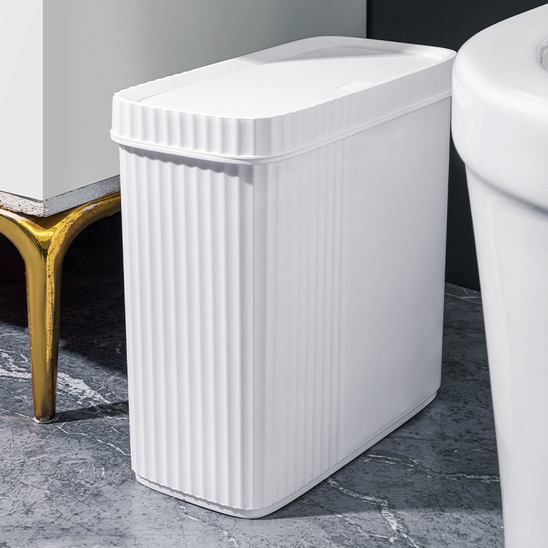 Slit Trash Bin Household Flat Long Rectangular Tube Kitchen Lid small size Narrow Band Lid Toilet Bathroom Trash Bin