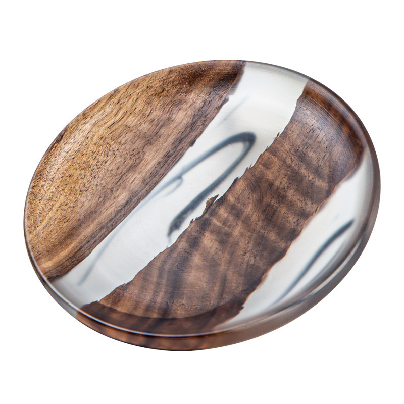 Aislamiento posavasos ins bandeja de madera té posavasos resina simple titular de la Junta creativa ceremonia del té piezas hogar nogal