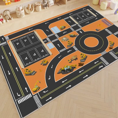 Avtomobil döşəmə paspasları — Room Balcony Large Size Baby - city-engineering-parking-lot-80x120cm-crystal-velvet-floor-mat