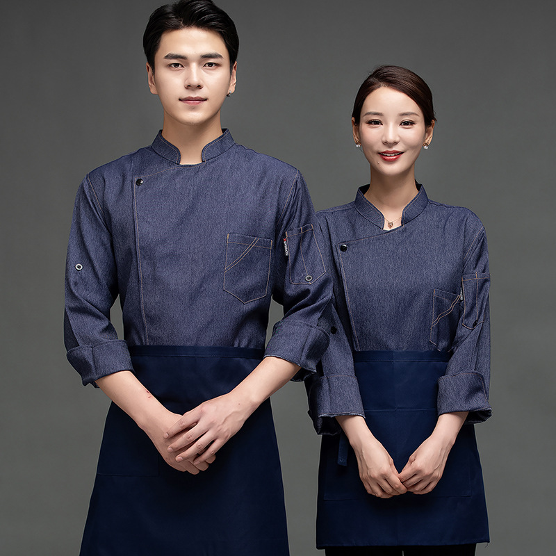 Chef ropa de trabajo de los hombres de manga larga ropa de otoño e invierno catering restaurante hornear panadería pastel ropa de chef occidental