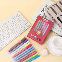 24-color acrylic markers for students and children, doodle paint pens, glass and ceramic DIY painting brushes, wholesale