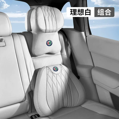 Headrest Car Headrest and Lumbar - alpha-airline-headrest-lumbar-support-off-white-2-pack
