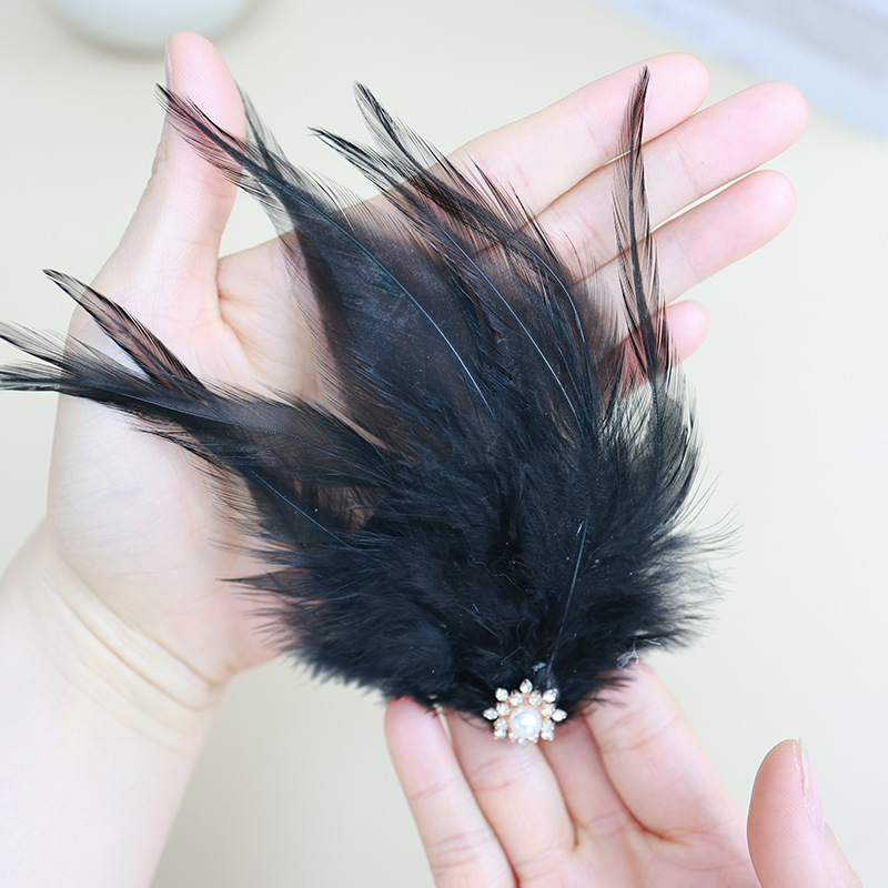Plumas negras al por mayor diy materiales hechos a mano bolsas accesorios accesorios para niños jardín de infantes creativo curso de arte