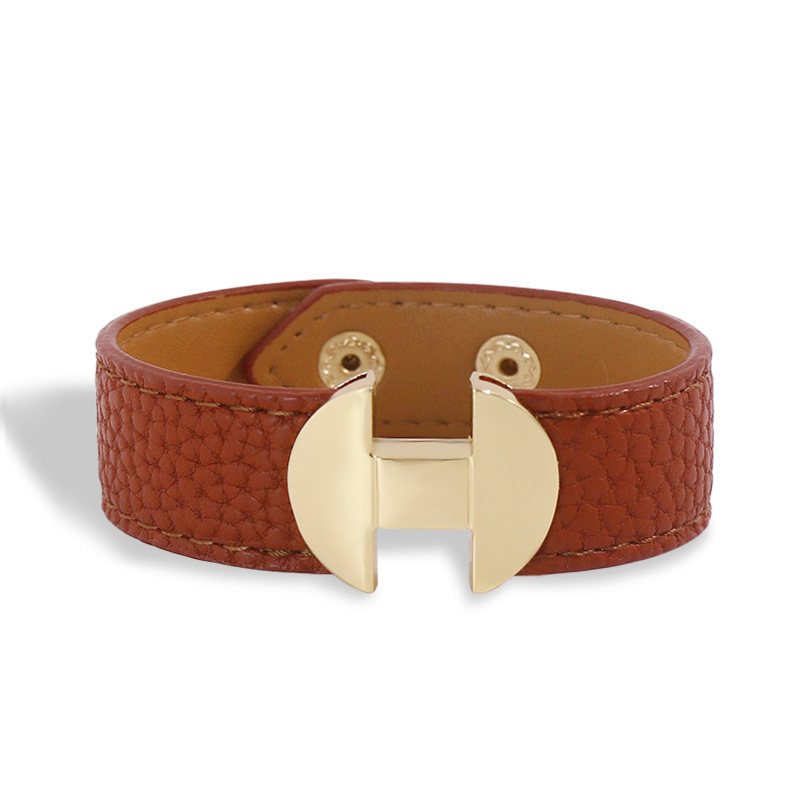 European and American personalized street style punk jewelry belt type PU leather bracelet wrist strap women’s bracelet jewelry_voghion.com