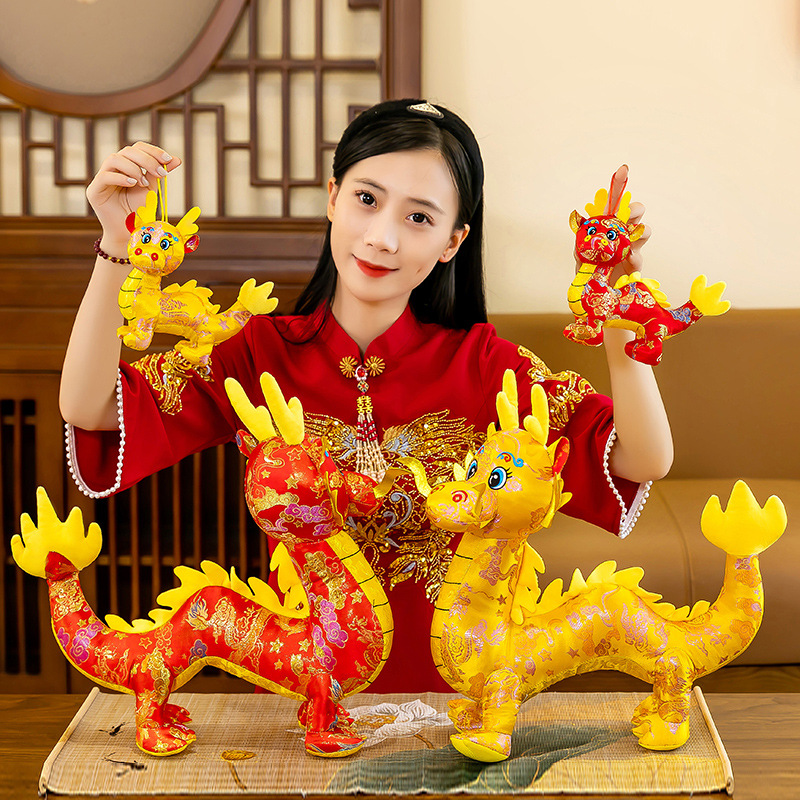2024 año del dragón mascota de peluche de juguete juego de la espiga simulación dragón muñeca zodiaco dragón chino muñeca actividad regalo image 5