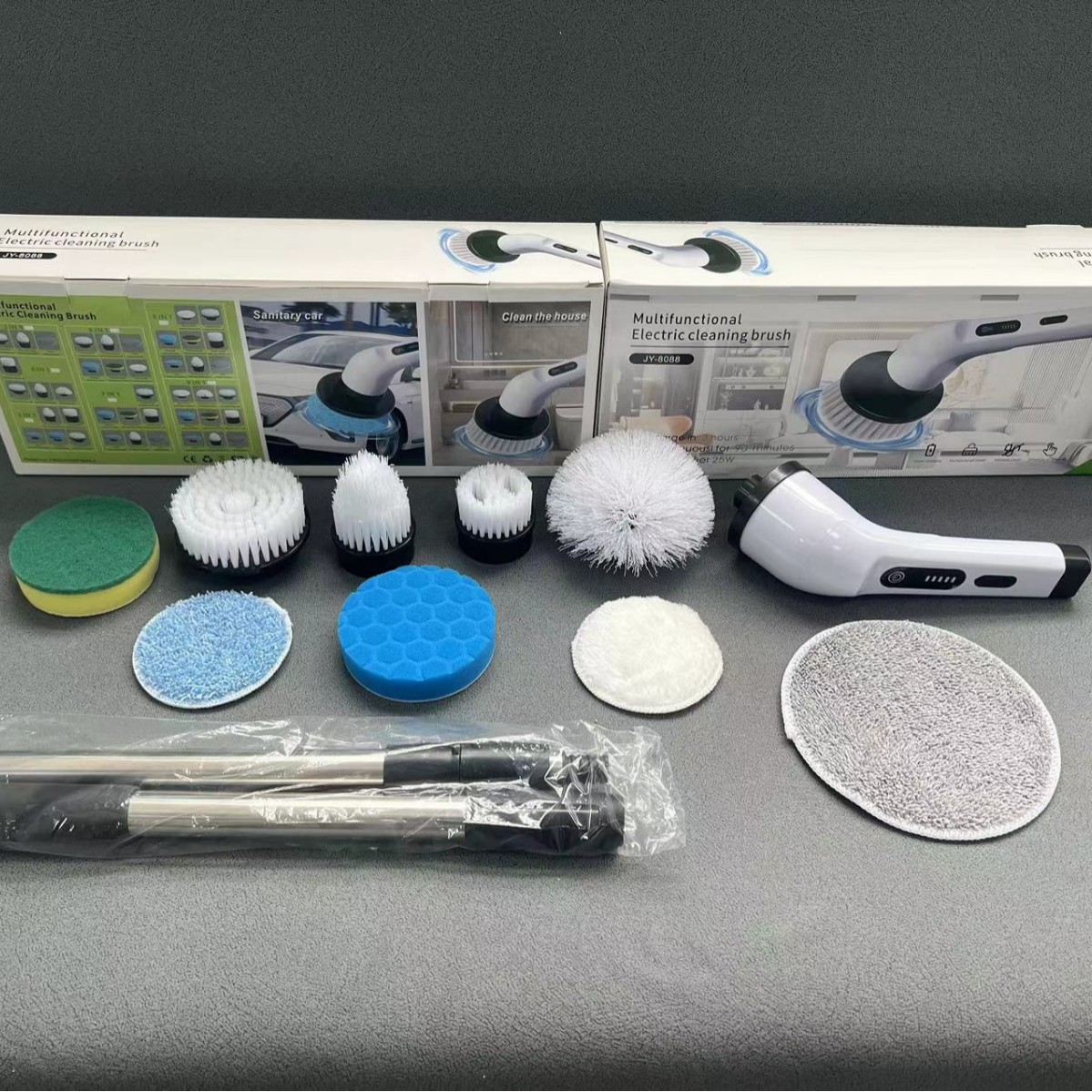 Cepillo de limpieza eléctrica multifuncional inalámbrico de mango largo transfronterizo para uso doméstico de limpieza de suelo de baño giratorio automático