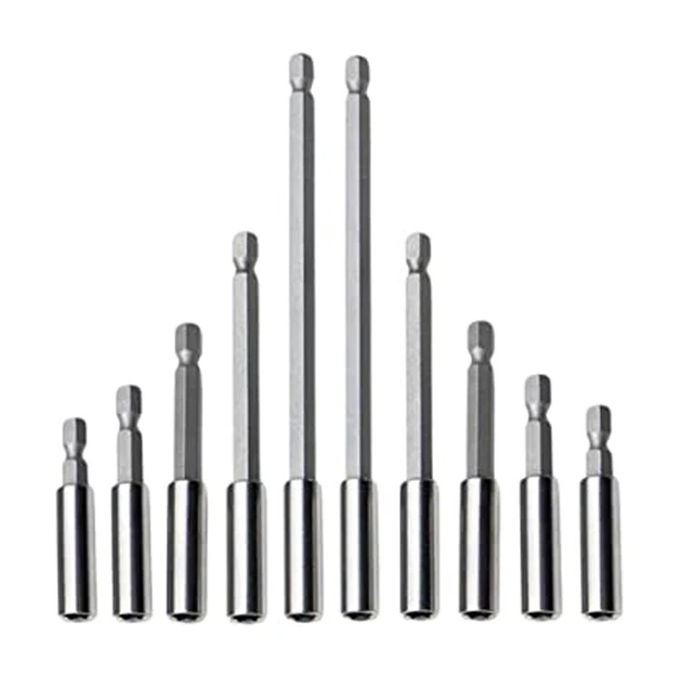 批头连接杆 强磁内六角风批头套筒接杆 1/4快换六角柄延长杆组合