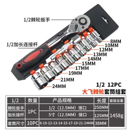 1/2" drive impact socket set (12-piece chrome plated)