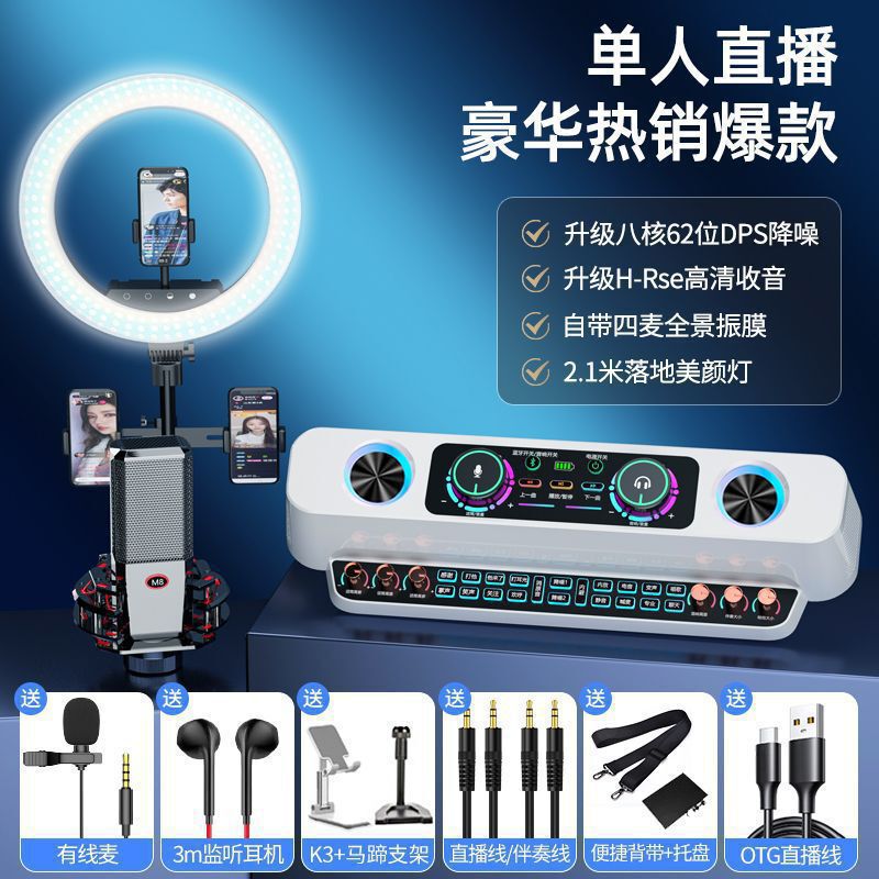 新製品 s19 ライブサウンドカードフルセットアンカー録音と歌専用コンピュータ携帯電話ユニバーサル 48v コンデンサーマイク|undefined