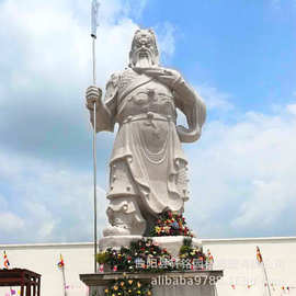 定制石雕关公像汉白玉文武财神爷厂家直供关二爷石材雕像寺庙供奉